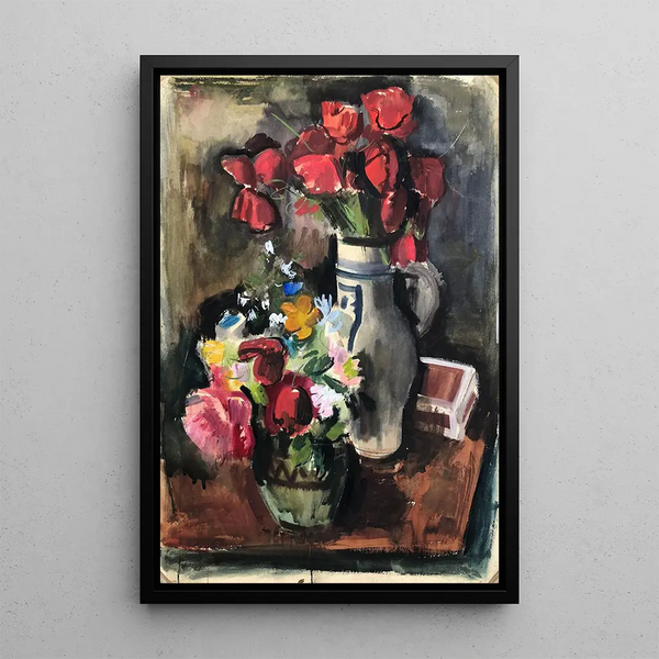 Blumenstrauß auf dem Tisch - Otto Geigenberger — gerahmtes Bild an der Wand