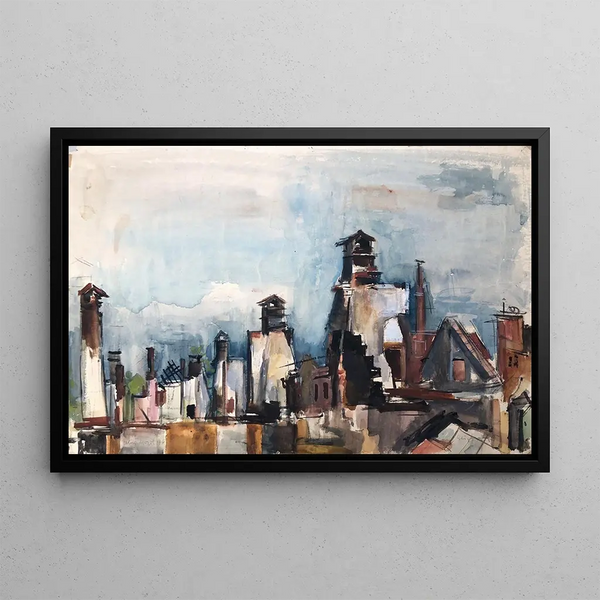 Ruinen der Kamin in Ulm - Otto Geigenberger — gerahmtes Bild an der Wand