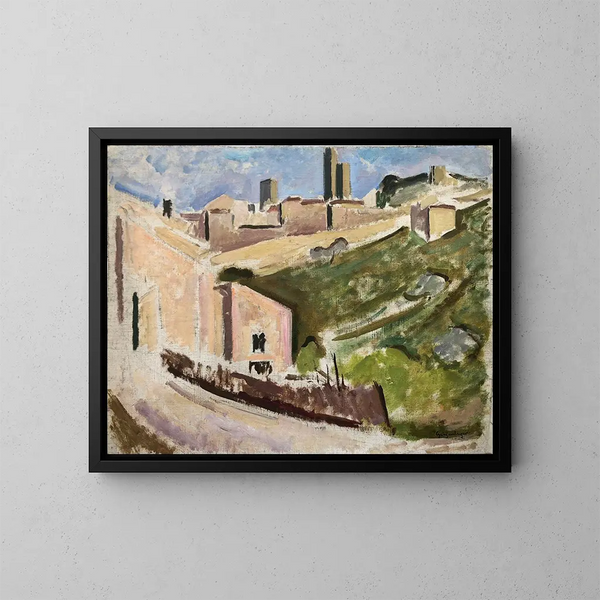 Stadt im Süden auf einem Hügel - Otto Geigenberger — gerahmtes Bild an der Wand
