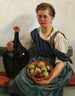 Mädchen mit einem Obstkorb und einer Weinflasche - Otto Keck — Ansicht des Kunstwerks