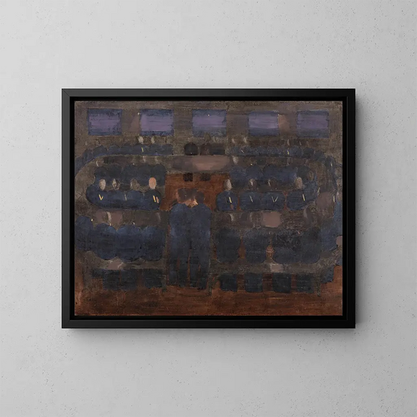 Vorbereitung der morgendlichen Meditation im Waisenhaus - Otto Meyer-Amden — gerahmtes Bild an der Wand