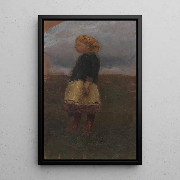 Mädchen in der Heide - Otto Modersohn — gerahmtes Bild an der Wand