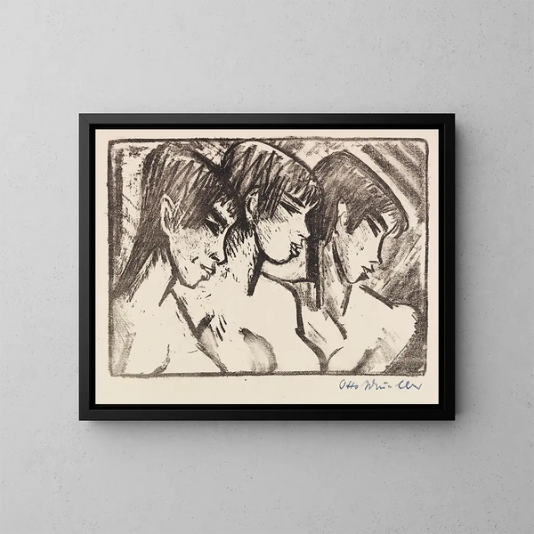 Drei Mädchen im Profil - Otto Mueller — gerahmtes Bild an der Wand