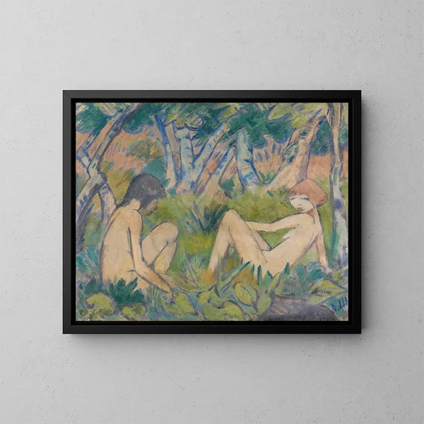 Zwei Mädchen im Wald - Otto Mueller — gerahmtes Bild an der Wand