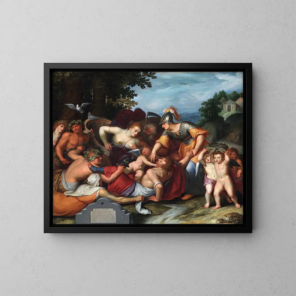 Allegorie der Versuchungen der Jugend - Otto van Veen — gerahmtes Bild an der Wand
