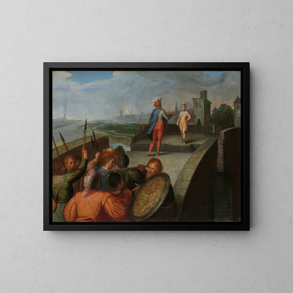 Die Friedensverhandlungen zwischen Jules Civilis und General Cerialis - Otto van Veen — gerahmtes Bild an der Wand