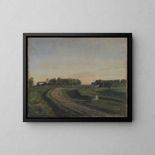 P C Skovgaard - Vejby with the Church seen from the North Evening Light Zealand.webp