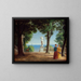 Vue vers Kullen depuis une terrasse de jardin avec des statues - P. C. Skovgaard — gerahmtes Bild an der Wand