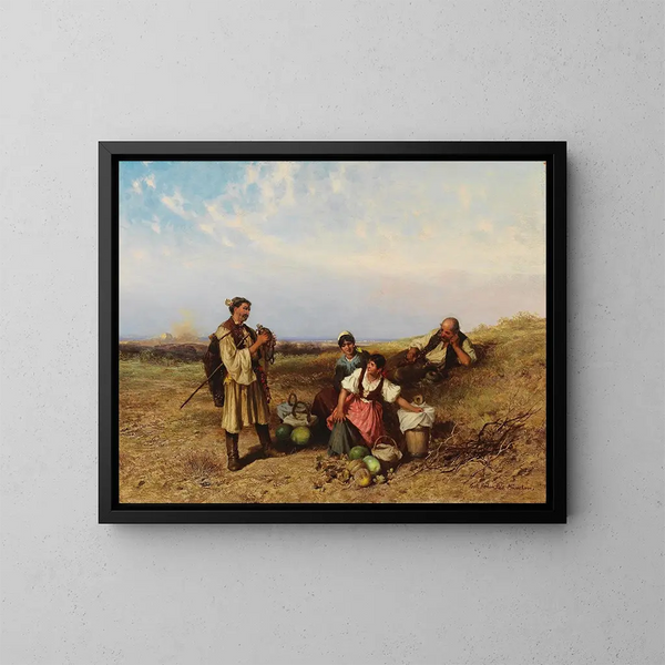 Repos dans le champ - Pál Böhm — gerahmtes Bild an der Wand