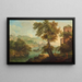 Flusslandschaft mit Bergen, Fischern und Dorf in der Ferne - Paolo Anesi — gerahmtes Bild an der Wand
