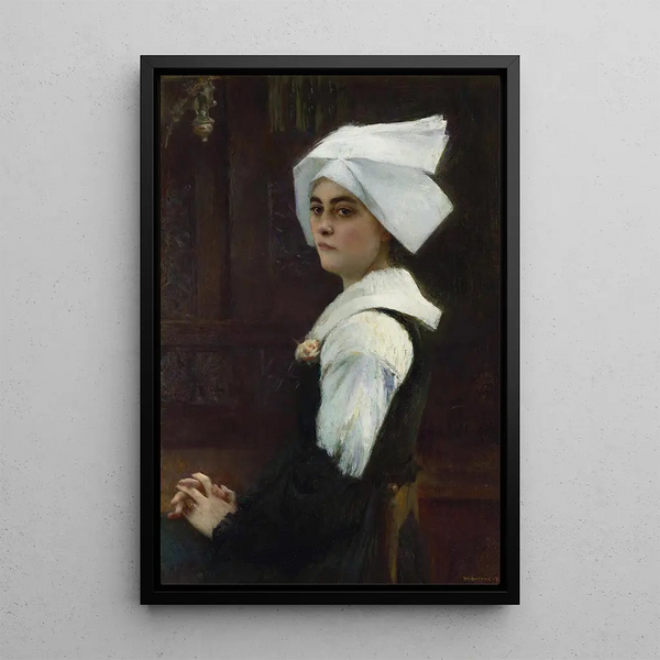 Bretonisches Mädchen - Pascal-Adolphe-Jean Dagnan-Bouveret — gerahmtes Bild an der Wand