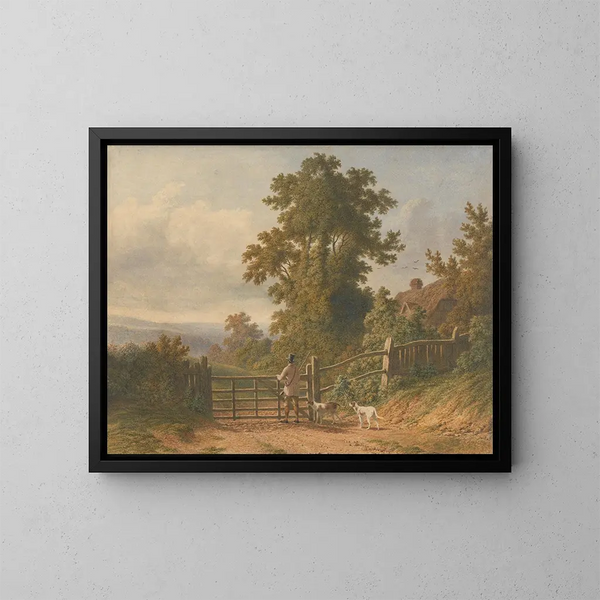 Sportliches Gemälde und seine Hunde - Patrick Nasmyth — gerahmtes Bild an der Wand