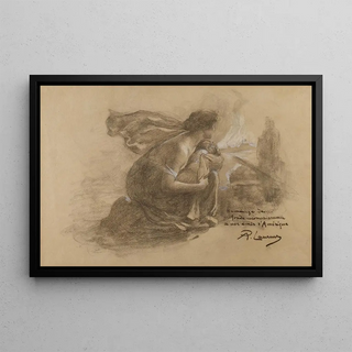 Paul Albert Laurens - Mother and child and burning village.webp