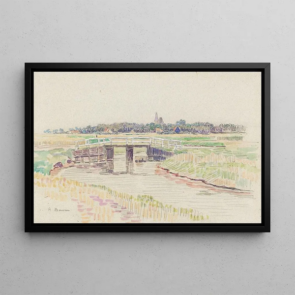 Landschaft mit Brücke - Paul Baum — gerahmtes Bild an der Wand