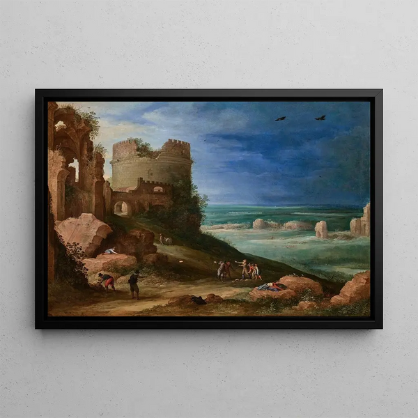 Paul Bril - Capriccio of the Via Appia Antica near Rome with the tomb of Cecilia Metella and the Claudian Aqueduct.webp