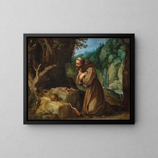 Saint François d'Assise en méditation - Paul Bril — gerahmtes Bild an der Wand
