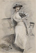 Madame Paris sitzend auf einer Bank - Paul César Helleu — Ansicht des Kunstwerks
