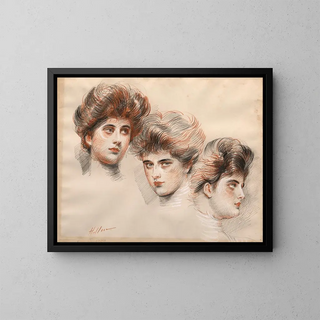 Paul Csar Helleu - Portrait dYvonne Avolle de face de profil  droite et  gauche.webp
