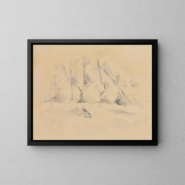 Bäume zwischen Felsen - Paul Cézanne — gerahmtes Bild an der Wand