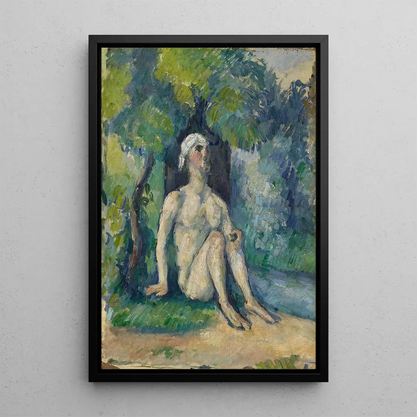 Badende sitzend auf dem Wasser - Paul Cézanne — gerahmtes Bild an der Wand