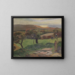Die Felder am Meer - Paul Gauguin — gerahmtes Bild an der Wand