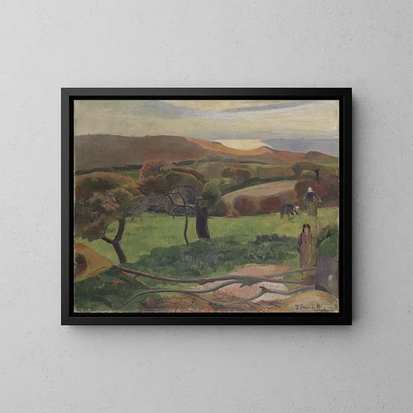 Die Felder am Meer - Paul Gauguin — gerahmtes Bild an der Wand