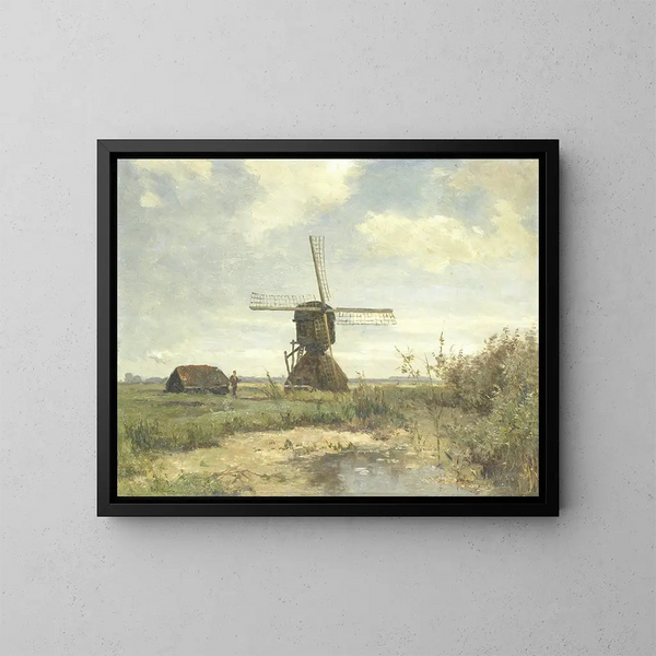 Sonniger Tag mit einer Mühle an einem Kanal - Paul Joseph Constantin Gabriël — gerahmtes Bild an der Wand