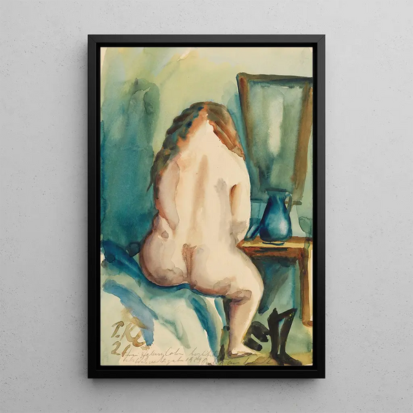 Innenansicht mit weiblichem Rücken-Nackt - Paul Kleinschmidt — gerahmtes Bild an der Wand