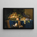 Naturstillleben mit Pfirsichen, Trauben, Pflaumen und einer Puderzuckerstreuer in Gold - Paul Ligeois — gerahmtes Bild an der Wand