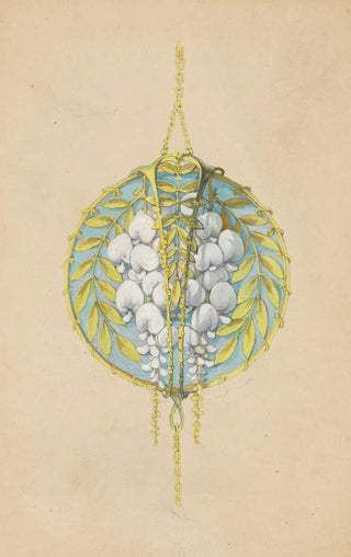 Paul Louchet - Ontwerp voor een hanger met bloemtakken van de witte wisteria van gemailleerd goud.webp