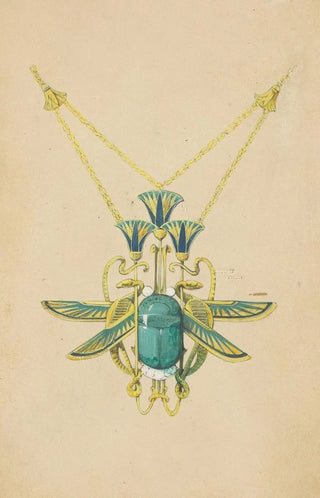 Paul Louchet - Ontwerp voor een hanger met een scarabee slangen en lotusbloemen van gemailleerd goud met een scarabee.webp