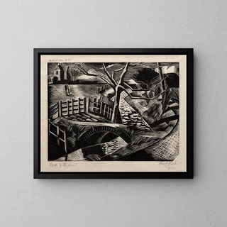 Bergère am Straßenrand - Paul Nash — gerahmtes Bild an der Wand