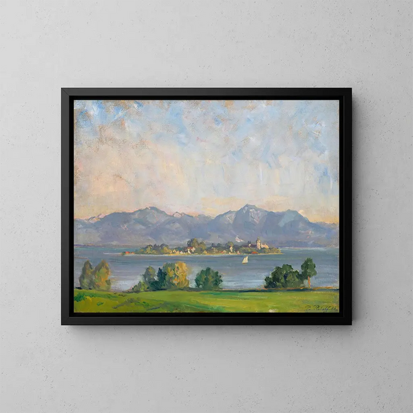 Blick auf Frauenchiemsee - Paul Roloff — gerahmtes Bild an der Wand