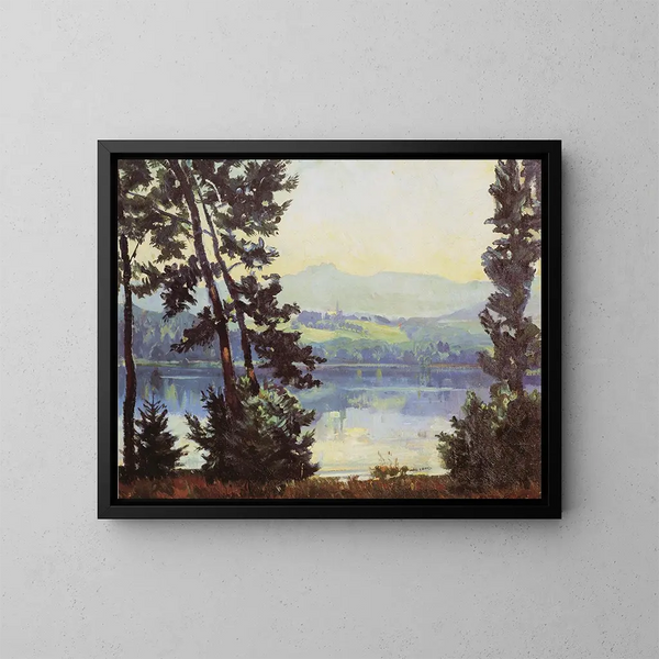 Ansicht auf den Simssee - Paul Roloff — gerahmtes Bild an der Wand
