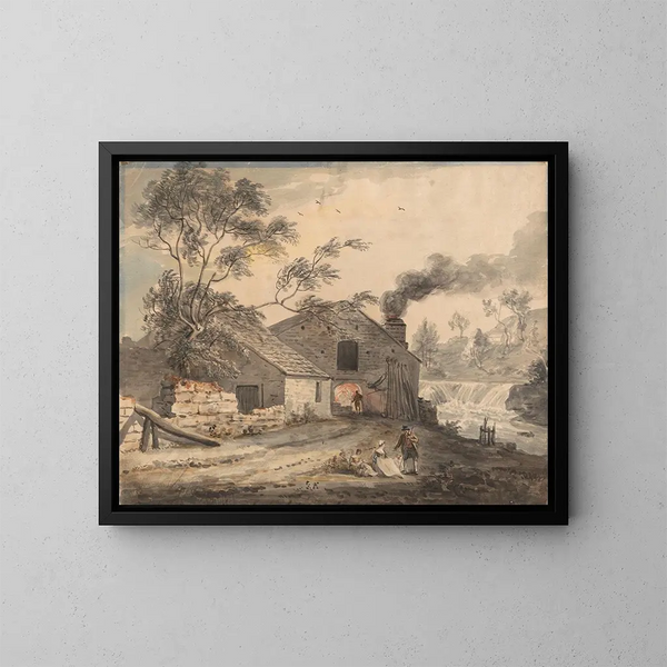 Schmiedeeisen auf dem Fluss Kent, Westmorland - Paul Sandby — gerahmtes Bild an der Wand