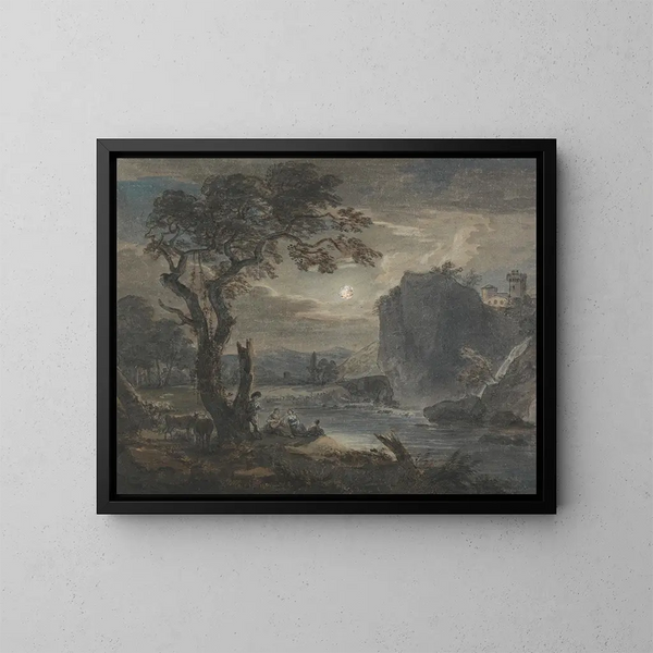 Musik im Mondschein - Paul Sandby — gerahmtes Bild an der Wand