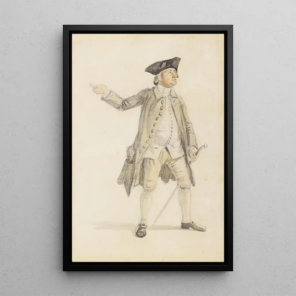 Studie eines Gentlemans mit Dreispitz-Hut - Paul Sandby — gerahmtes Bild an der Wand