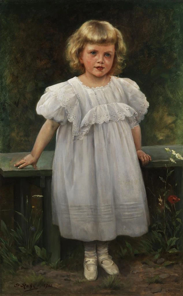 Portrait eines jungen Mädchens - Paul Theodor Röhr — gerahmtes Bild an der Wand