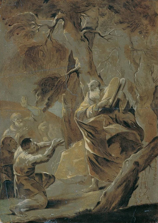 Moses bringt das Gesetz vom Berg Sinai - Paul Troger — gerahmtes Bild an der Wand