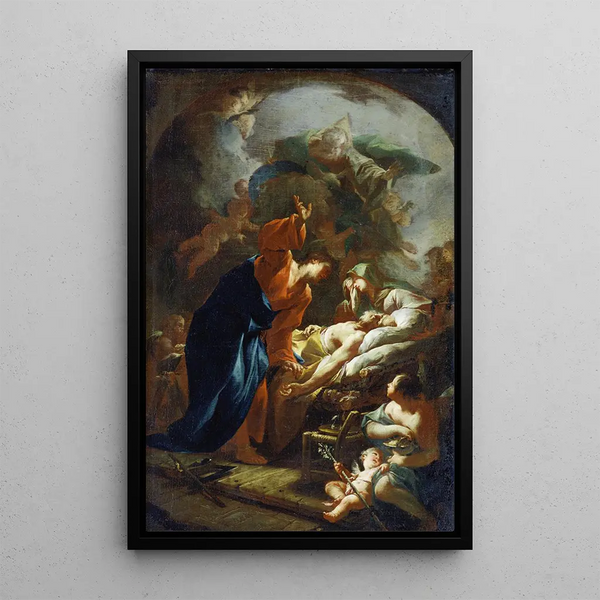 La Mort de Joseph - Paul Troger — gerahmtes Bild an der Wand