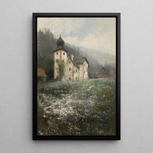 Kirche auf dem Hügel - Paul Unbereit — gerahmtes Bild an der Wand