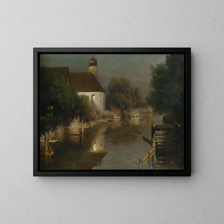 Paul Wilhelm KellerReutlingen - Flusslauf mit Kapelle von Frstenfeldbruck.webp