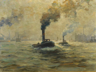 Paul Wolde - Zwei Dampfschlepper im Hamburger Hafen.webp