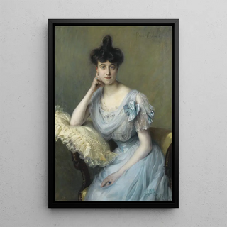 Paul mile Chabas - Portrait de jeune femme la robe bleue.webp