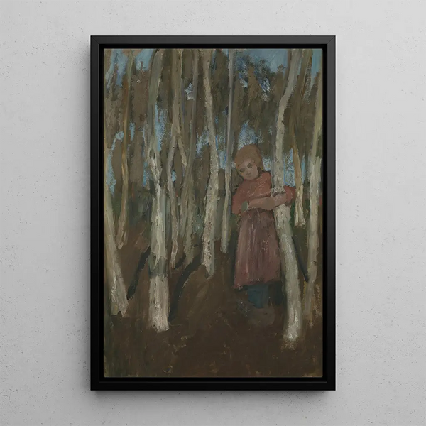 Mädchen in einem Birkenwald - Paula Modersohn-Becker — gerahmtes Bild an der Wand