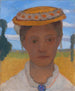 Kopf der Schwester Herma mit einer Marienkäferkrone auf ihrem Hut - Paula Modersohn-Becker — Ansicht des Kunstwerks
