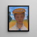 Kopf der Schwester Herma mit einer Marienkäferkrone auf ihrem Hut - Paula Modersohn-Becker — gerahmtes Bild an der Wand