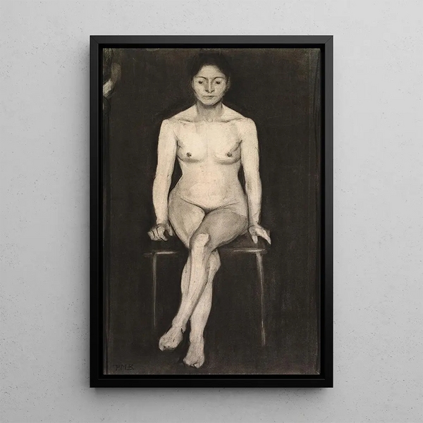 Frau nackt sitzend - Paula Modersohn-Becker — gerahmtes Bild an der Wand