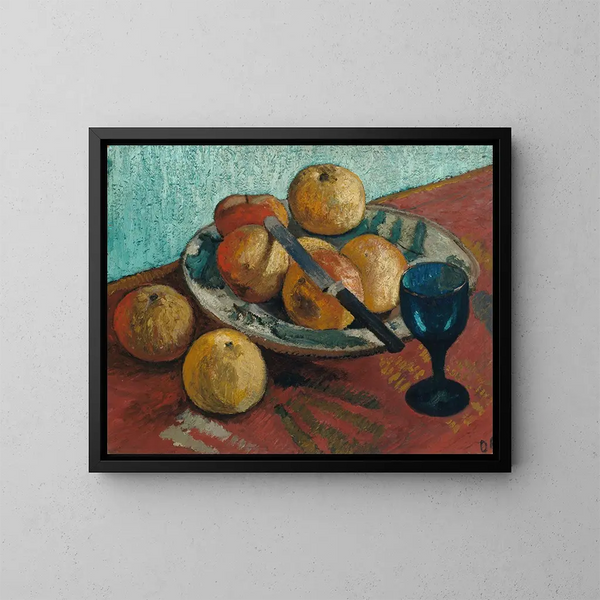 Stillleben mit Äpfeln und grünem Glas - Paula Modersohn-Becker — gerahmtes Bild an der Wand