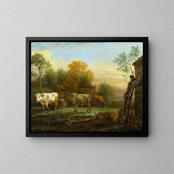 Vie auf einer Weide - Paulus Potter — gerahmtes Bild an der Wand